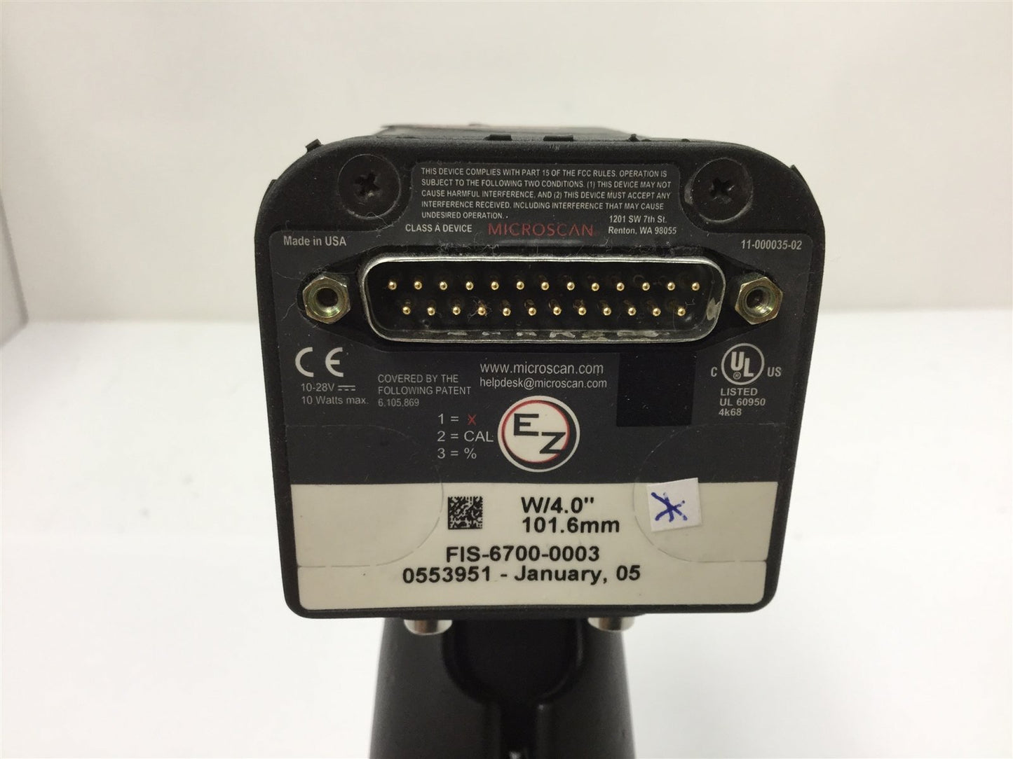 Used Microscan FIS-6700-0003 Quadrus EZ Barcode Scanner, Reading Range: 2-10"