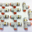 New – Open box Lot of 11 SMC KQ2Y11-36S Pneumatic Male Run Tee Fittings, 3/8" NPT, 3/8" Tubing