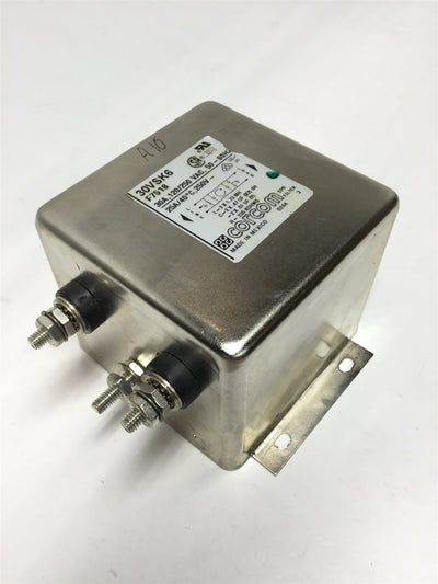 Used Corcom 30VSK6 General Purpose Power Line EMI RFI Filter, 30A, 250VAC