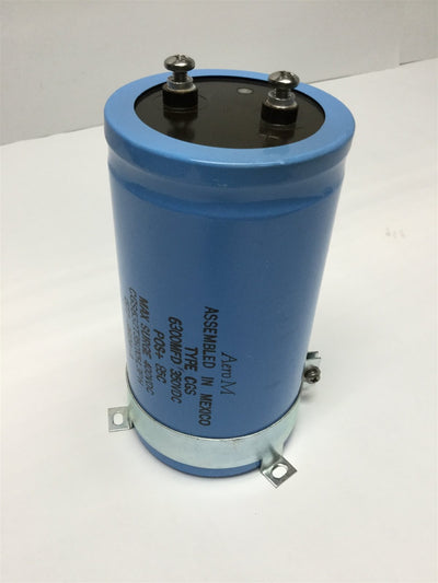 Used Aero M CGS632T350X5L3PH Electrolytic Capacitor 6300uF MFD, 350VDC, w/ Bracket