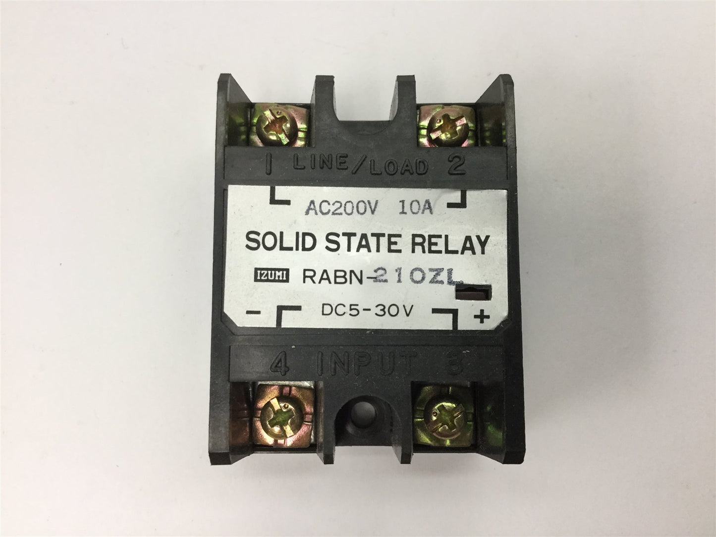 Used Izumi RABN-210ZL Solid State Relay, Control: 5-30VDC, Contact Rating: 200VAC 10A