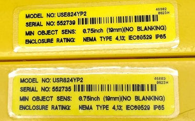 Used Banner USR824YP2 & USE824YP2 Micro-Screen Light Curtain, 8" Screen, 30' Range