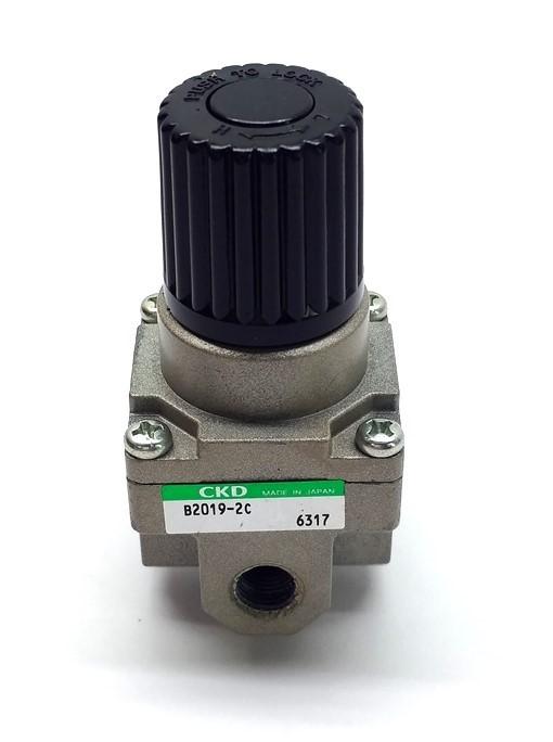 Used CKD B2019-2C Pressure Regulator, 6 - 120PSI, 2x 1/4" NPT, 2x 1/8" NPT Ports