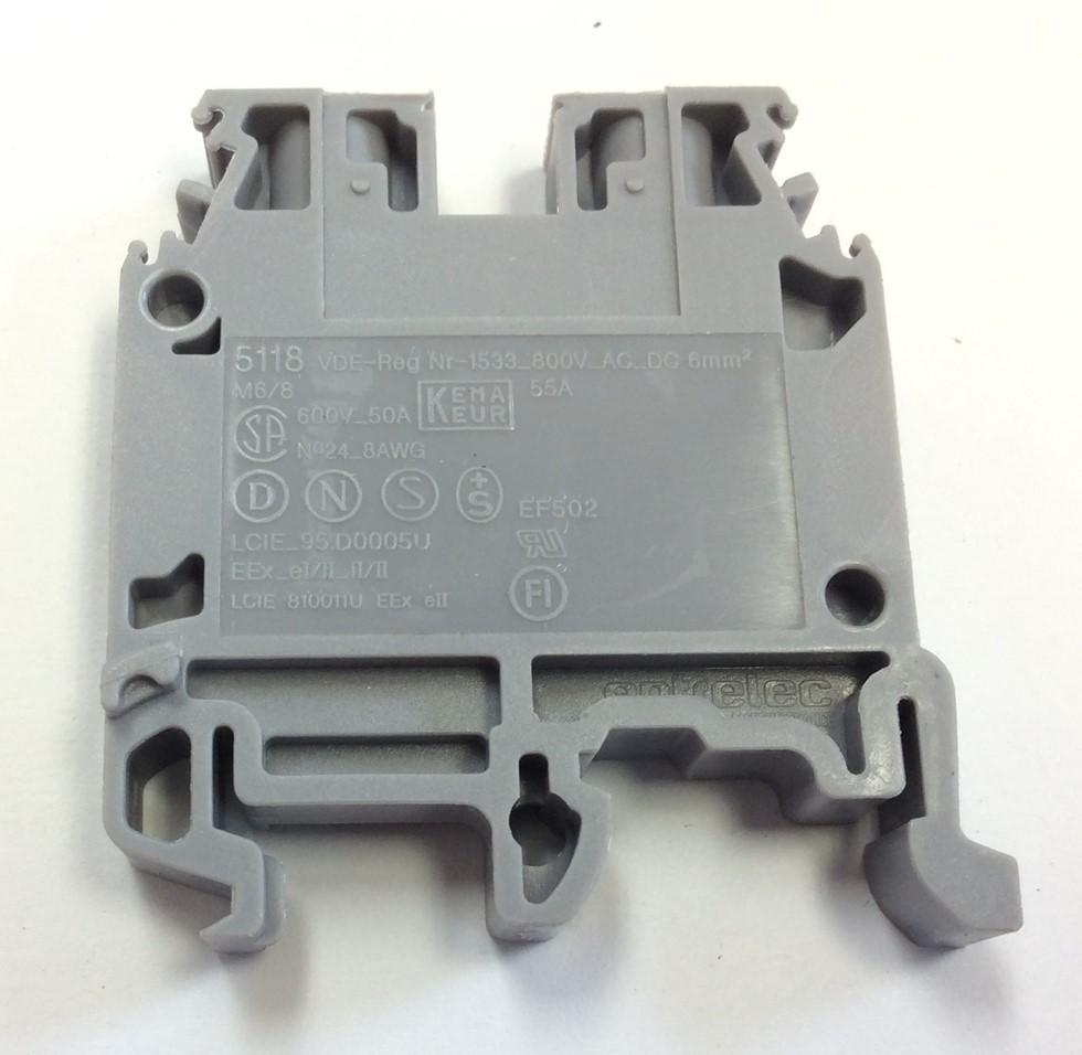 Used Lot of 44 Entrelec M6/8 5118 Screw Terminal Blocks 2-Conductor 600V 50A 22-8 AWG