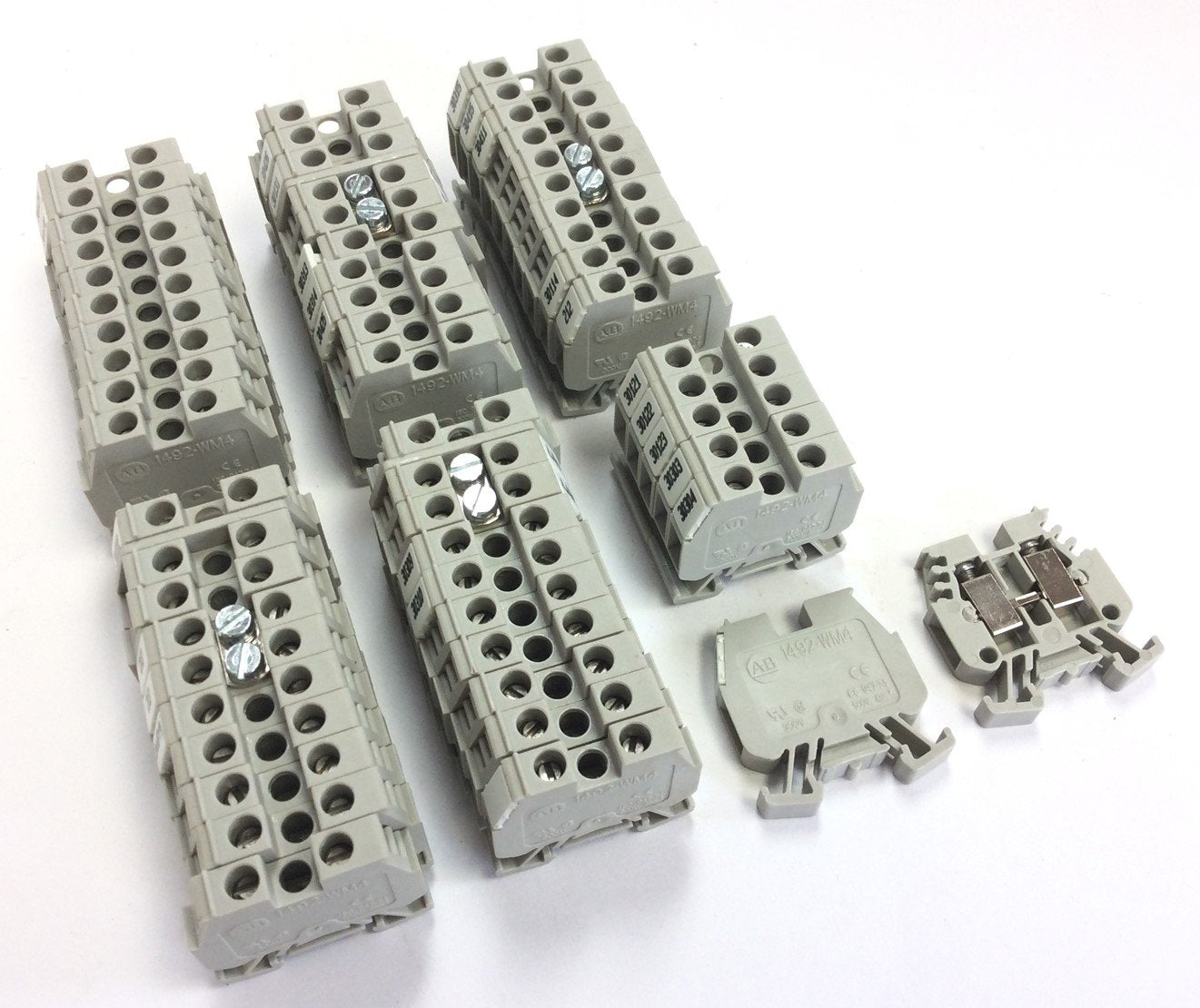 Used Lot of 57 Allen Bradley 1492-WM4 Feed Through Terminal Blocks 300V 20A 22-12 AWG