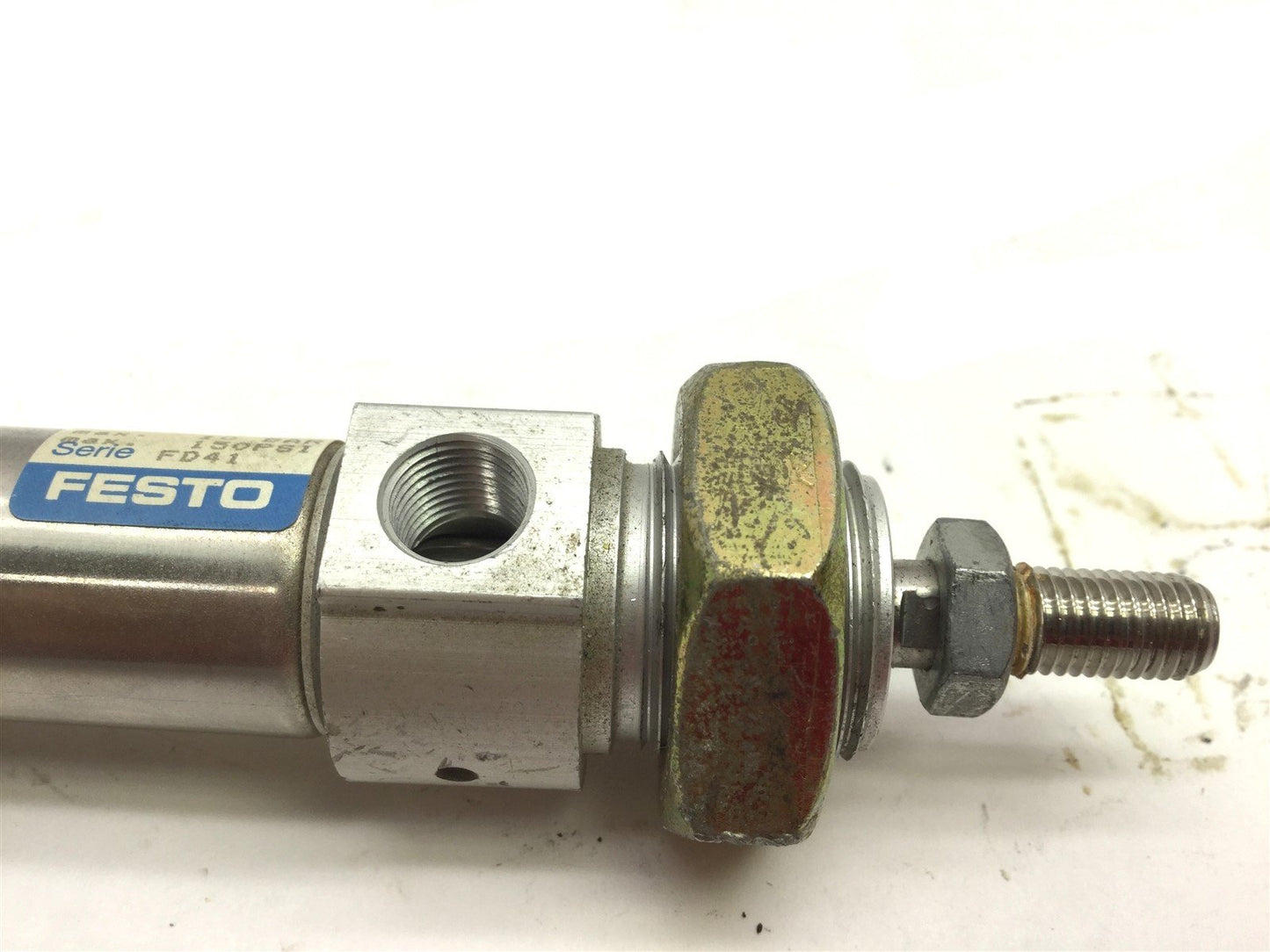 Used Festo 3/4"-3"-P-A Pneumatic Cylinder, Bore: 3/4", Stroke: 3", Pressure: 150 PSI