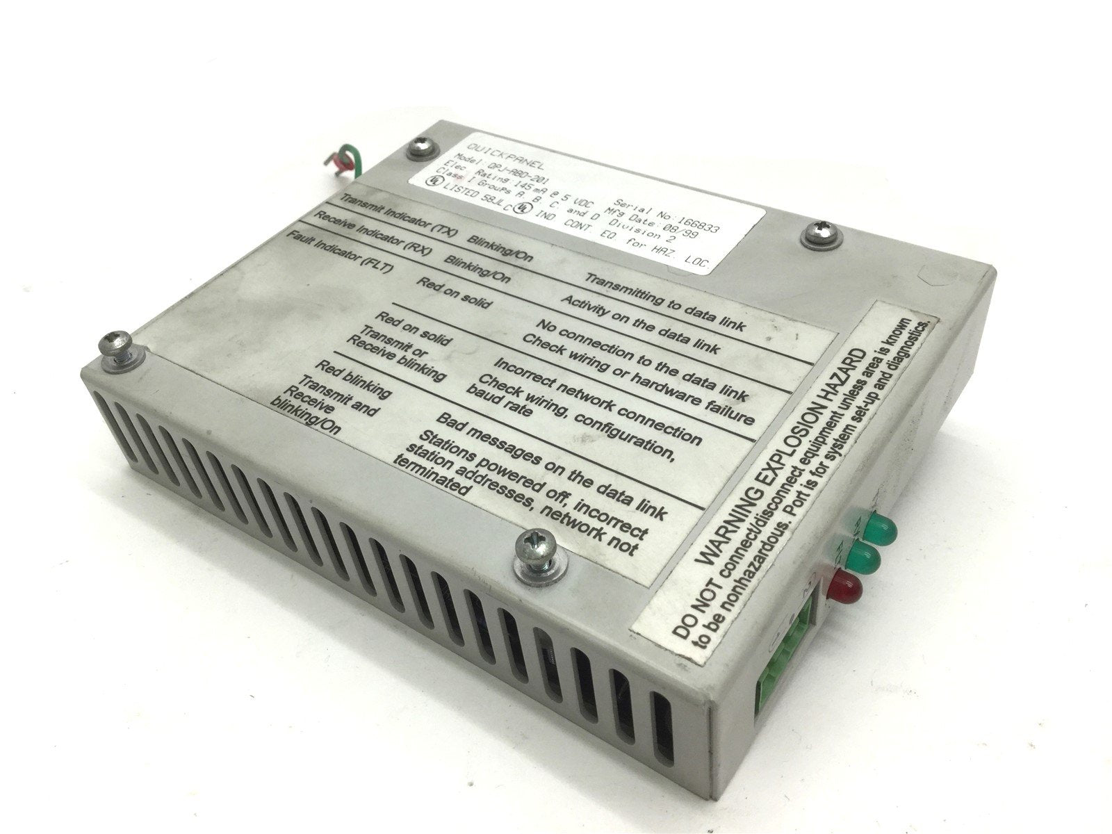 GE Fanuc QPJ-ABD-201 Quickpanel AB Data Highway Plus Module, 145mA 5VD ...