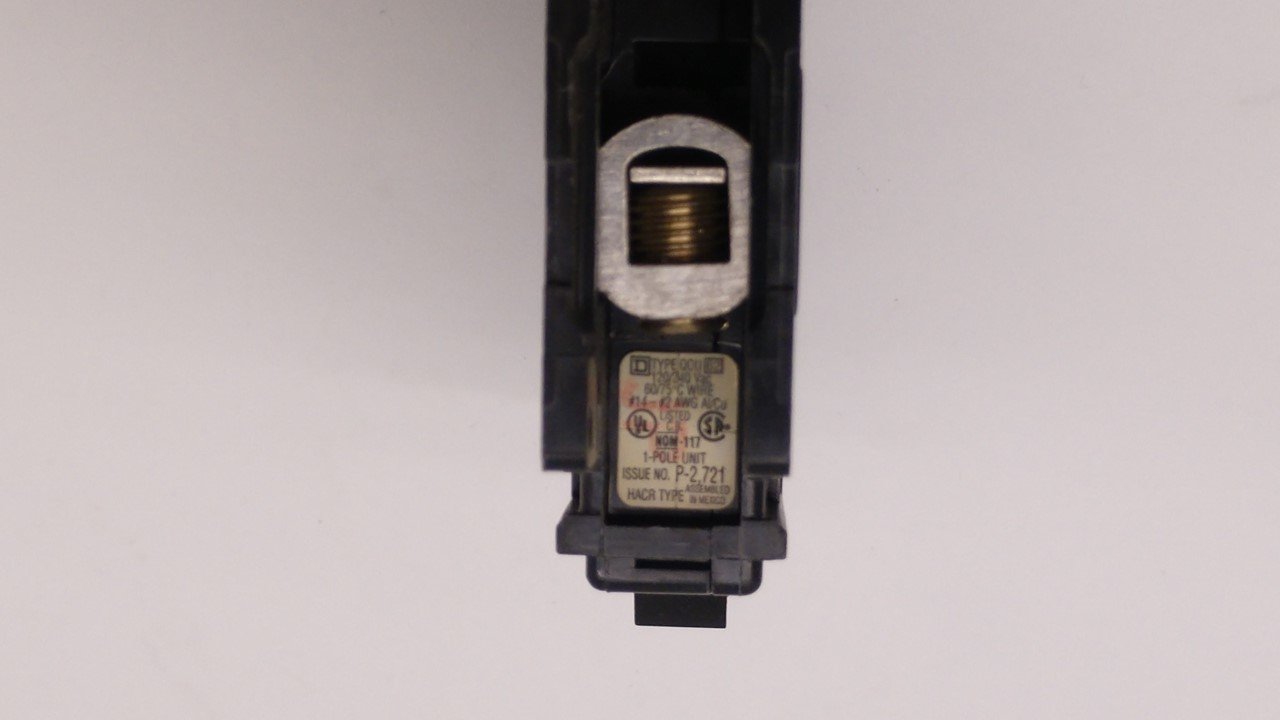 Used Square D QOU-120/240VAC Circuit Breaker 1-Pole, 15A, 10,000A Interrupt Rating