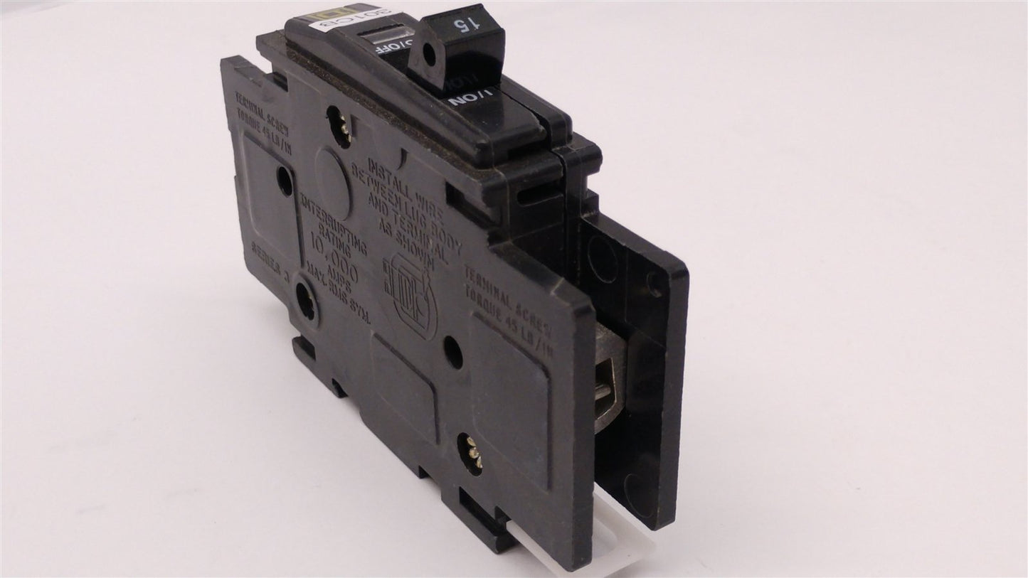 Used Square D QOU-120/240VAC Circuit Breaker 1-Pole, 15A, 10,000A Interrupt Rating