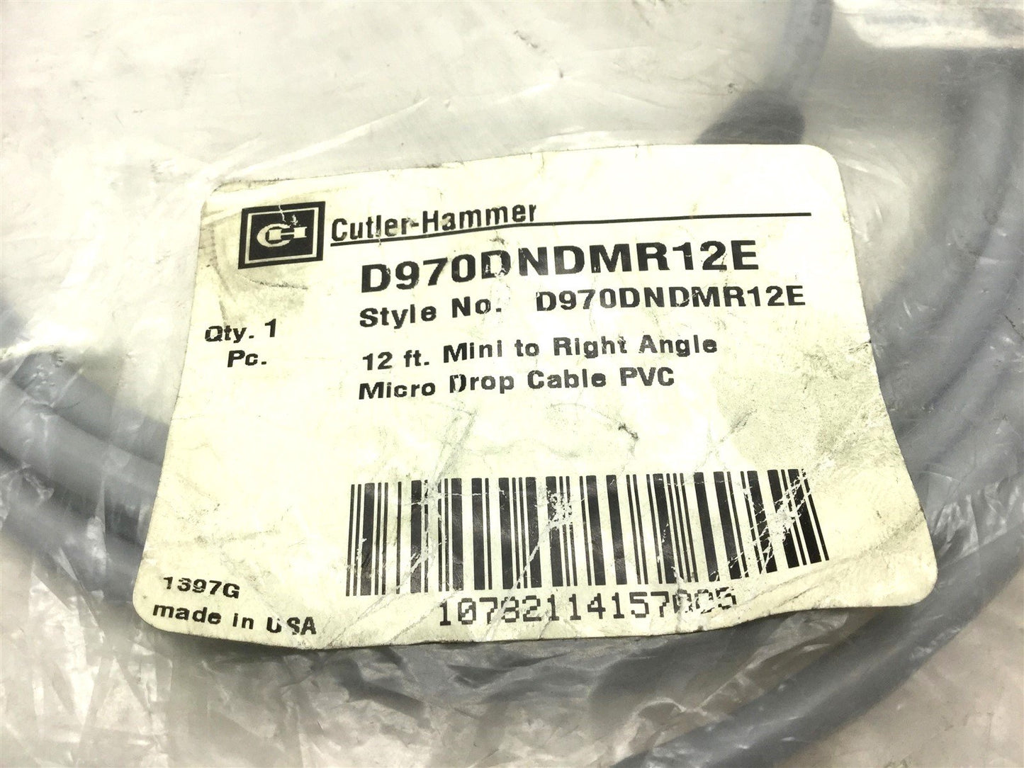New – Open box Cutler Hammer D970DNDMR12 Mini to Right Angle Micro Drop Cable Length: 12'