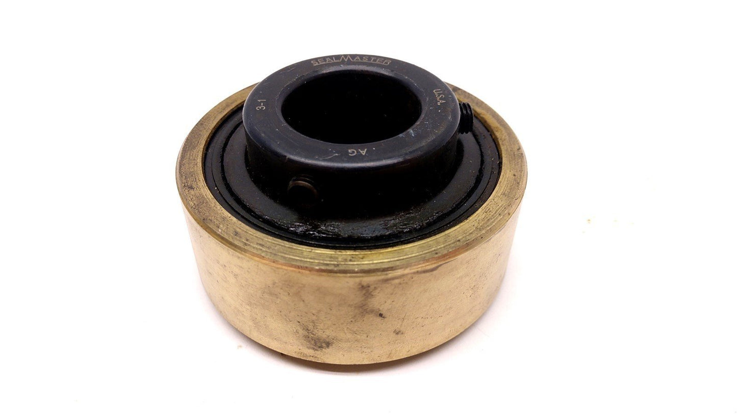 Used Seal Master 3-1 AG Ball Bearing, 1" Bore, 2 3/4" Diameter, w/ Set Screw Collar