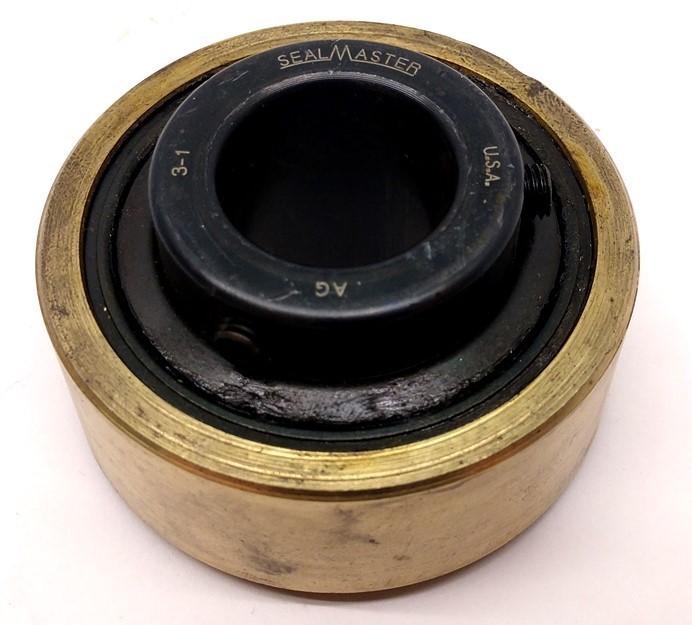 Used Seal Master 3-1 AG Ball Bearing, 1" Bore, 2 3/4" Diameter, w/ Set Screw Collar