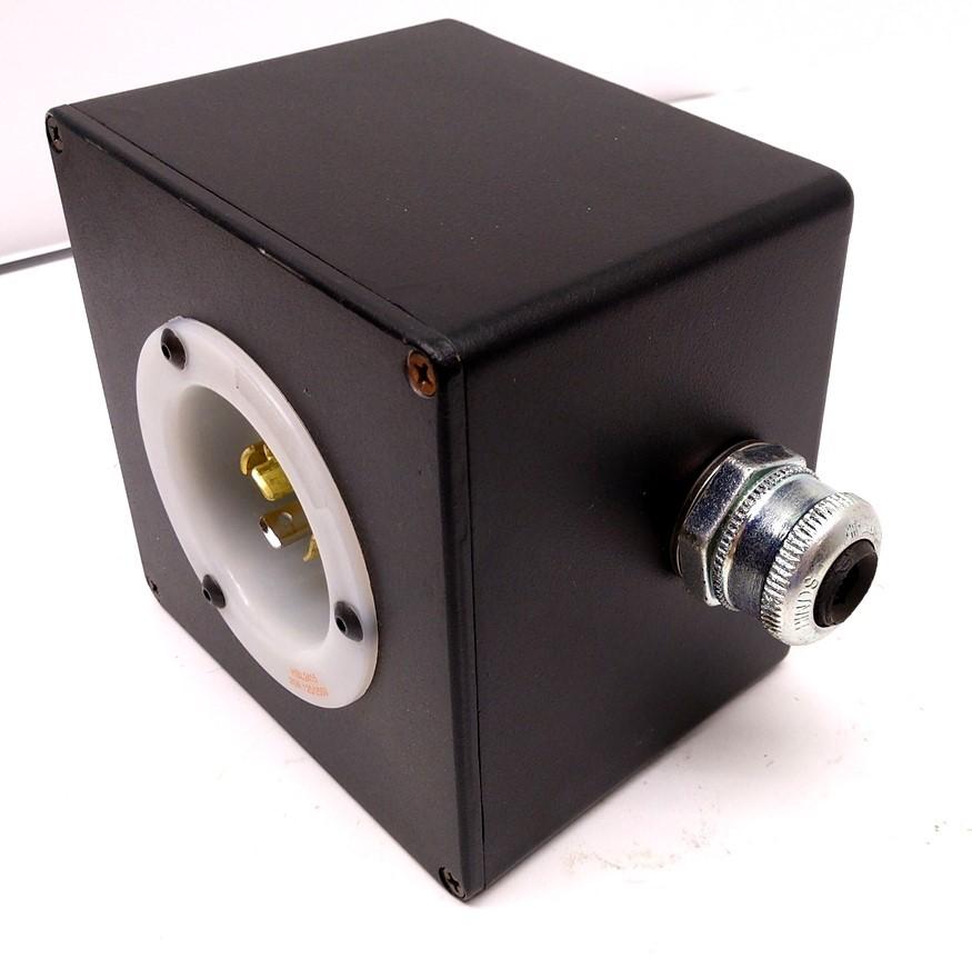 Used Hubbell HBL2415 Turn-Locking Male Receptacle & Enclosure, 125/250V, 20A, 3 Pole