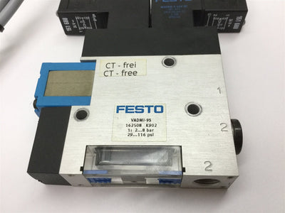 Used Festo VADMI-95 Vacuum Generator, Operating Pressure: 2-8bar, Max Vacuum: 85%