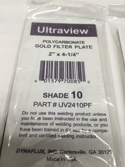 New Lot of 2 Dynaflux UV2410PF Ultraview Polycarbonate Gold Filter Plates Shade 10