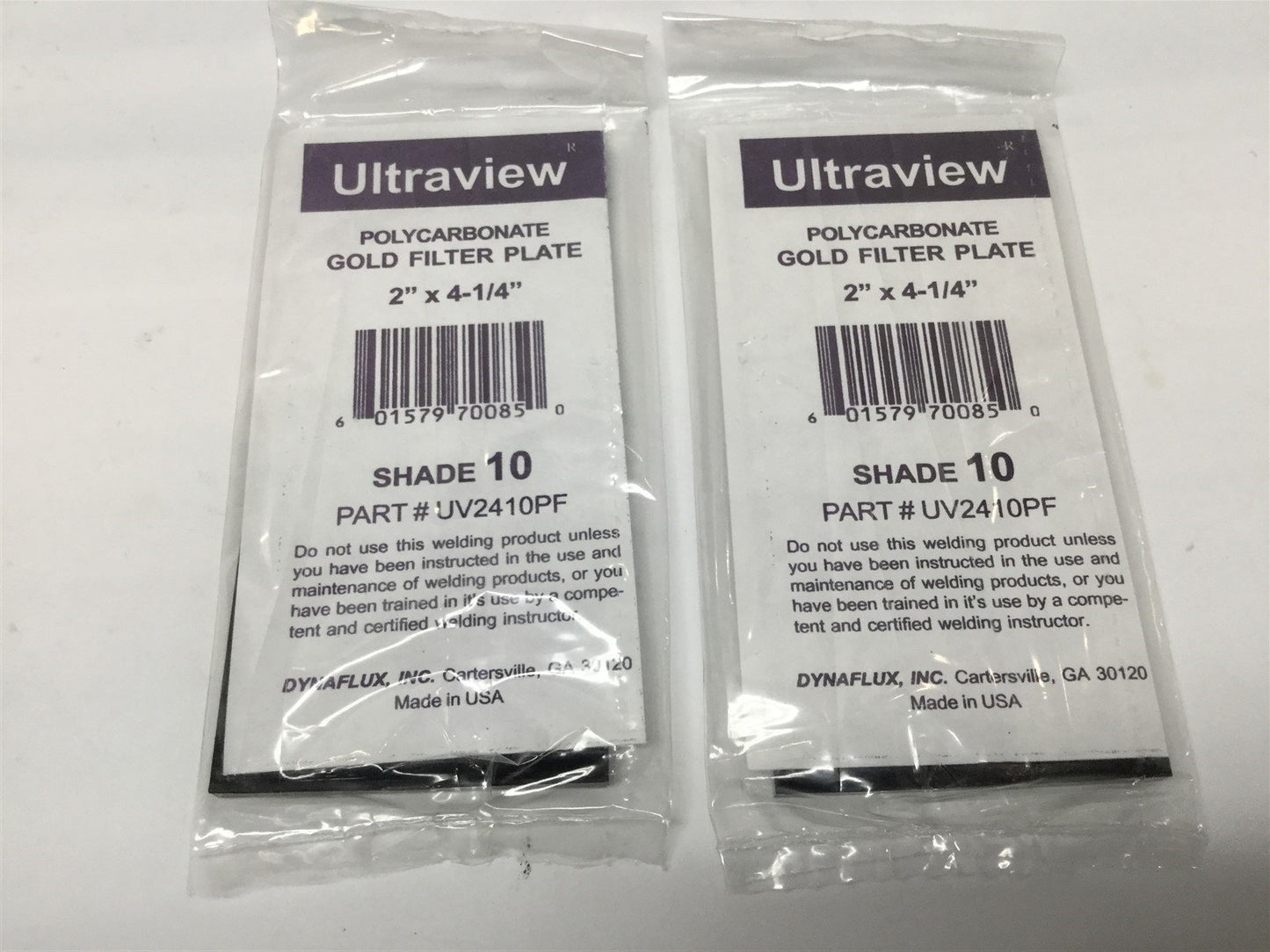 New Lot of 2 Dynaflux UV2410PF Ultraview Polycarbonate Gold Filter Plates Shade 10
