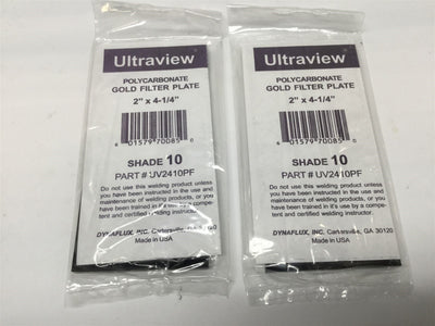 New Lot of 2 Dynaflux UV2410PF Ultraview Polycarbonate Gold Filter Plates Shade 10