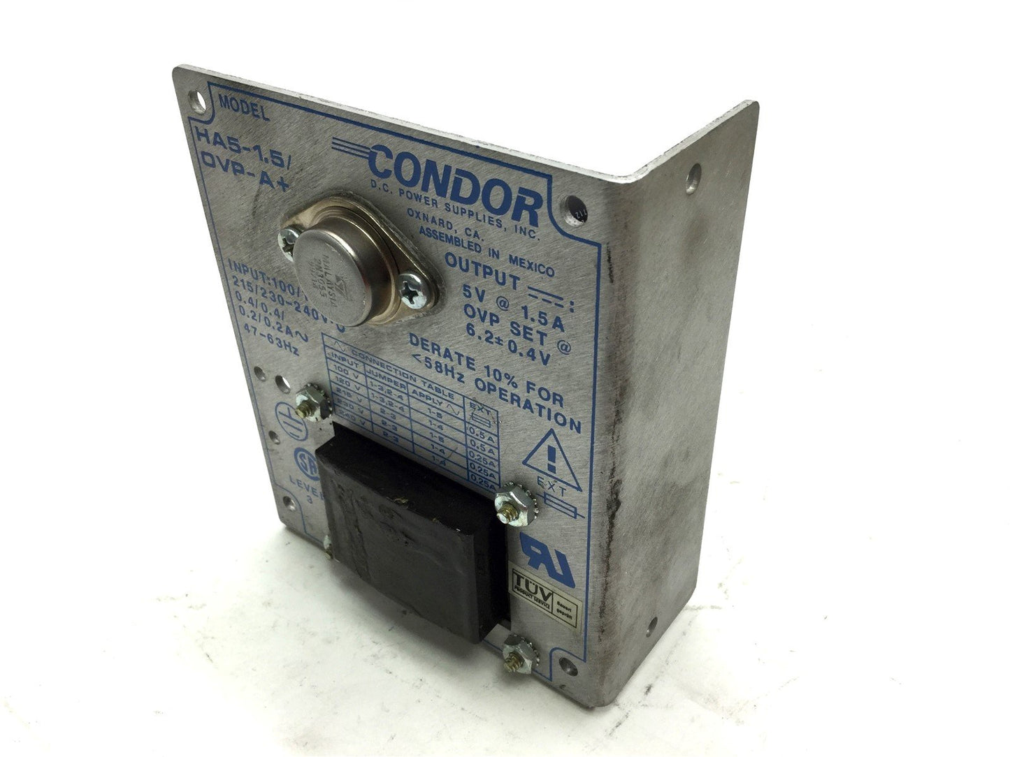 Used Condor HA5-1.5 OVP-A+ Power Supply, Input: 100/120/215/230-240VAC Out: 5VDC 1.5A