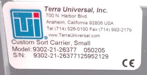 Used Terra Universal 9302-21-26377 050205 Custom Sort Carrier, Small, 10" x 10" x 8"