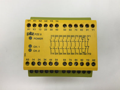 Used Pilz PZE 9 24VDC Safety Relay Expander Module, 8x N/O and 1x N/C Contacts