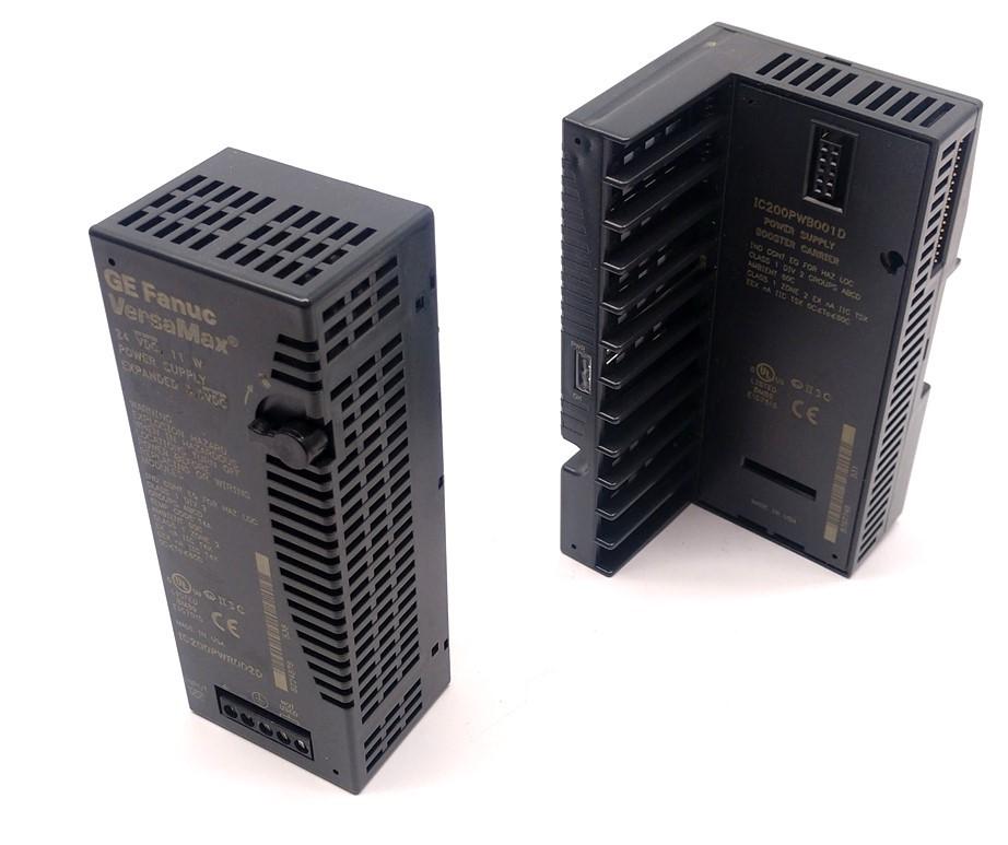 Used GE Fanuc IC200PWR002D VersaMax Power Supply w/ IC200PWB001D Booster Carrier