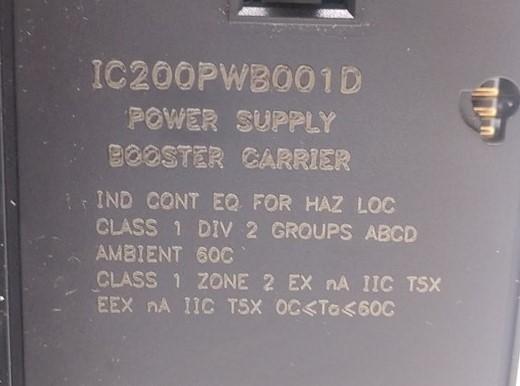 Used GE Fanuc IC200PWR002D VersaMax Power Supply w/ IC200PWB001D Booster Carrier