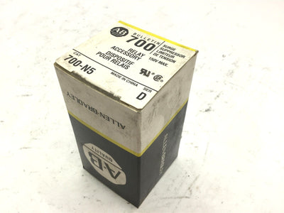 New Lot of 5 New Allen Bradley 700-N5 Surge Suppressors, Max: 150V, Series: D