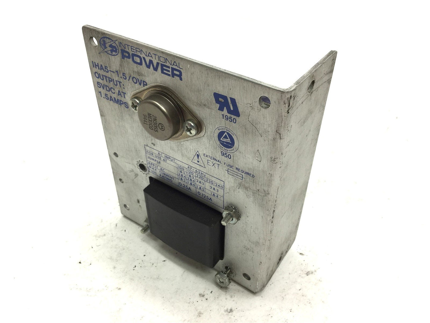 Used International Power IHA5-1.5OVP Power Supply In 100/120/220/230/240VAC Out 5VDC
