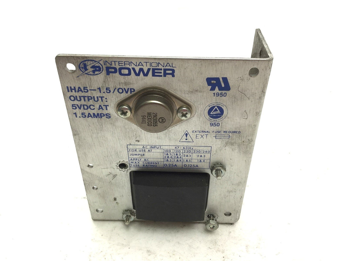 Used International Power IHA5-1.5OVP Power Supply In 100/120/220/230/240VAC Out 5VDC