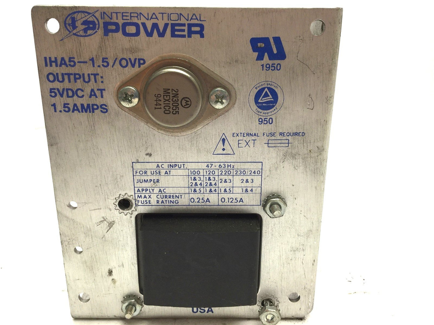 Used International Power IHA5-1.5OVP Power Supply In 100/120/220/230/240VAC Out 5VDC