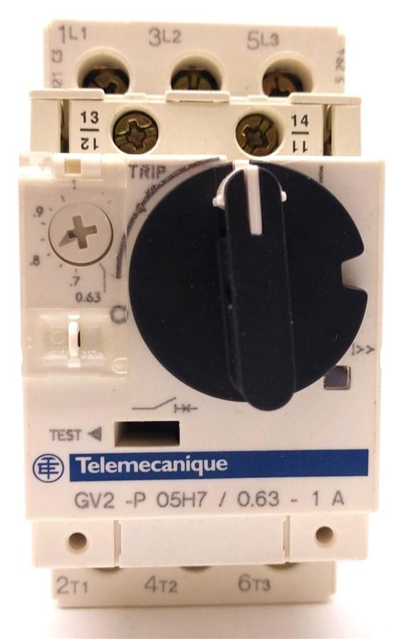 Used Telemecanique GV2-P05H7 Motor Starter Circuit Breaker Controller 3-Pole, 0.63-1A