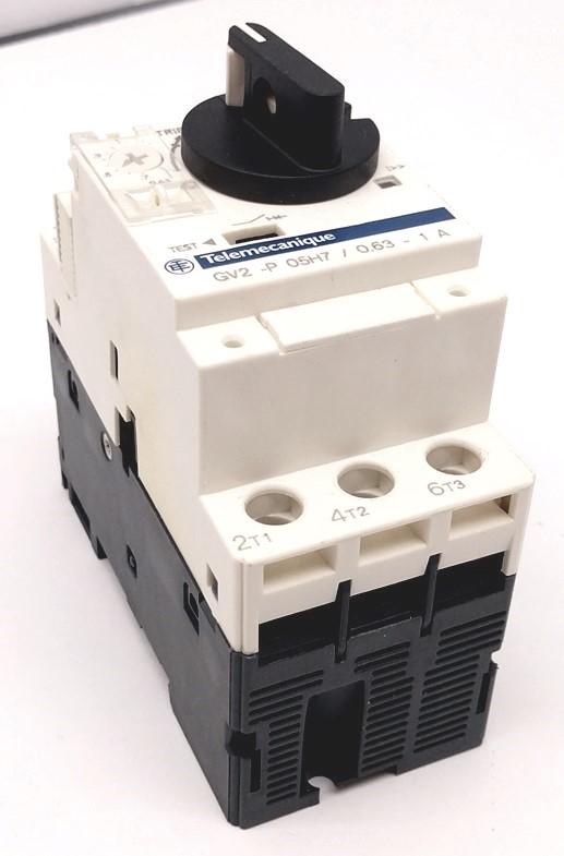 Used Telemecanique GV2-P05H7 Motor Starter Circuit Breaker Controller 3-Pole, 0.63-1A