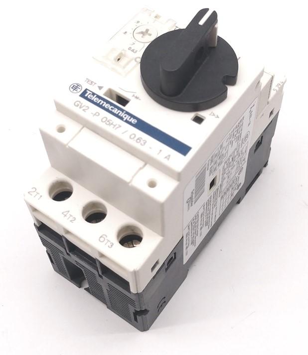 Used Telemecanique GV2-P05H7 Motor Starter Circuit Breaker Controller 3-Pole, 0.63-1A