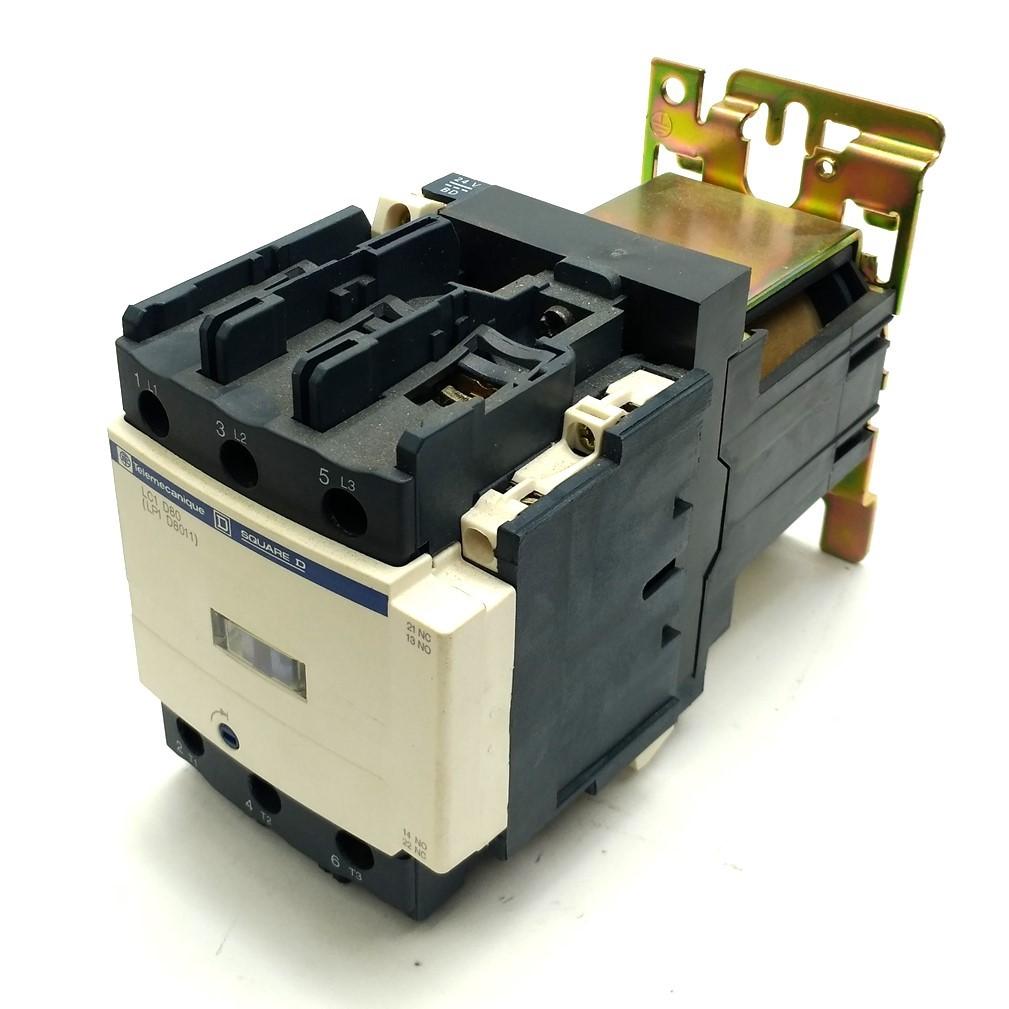 Used Telemecanique LP1-D8011 Motor Contactor, 3-Pole NO, 60HP @ 480VAC, 1000VAC 125A