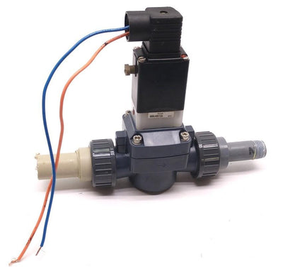 Used Burkert 0142 00454146 Solenoid Valve, 120V, 60Hz, 5W, Pmax 87 PSI w/Flying Leads