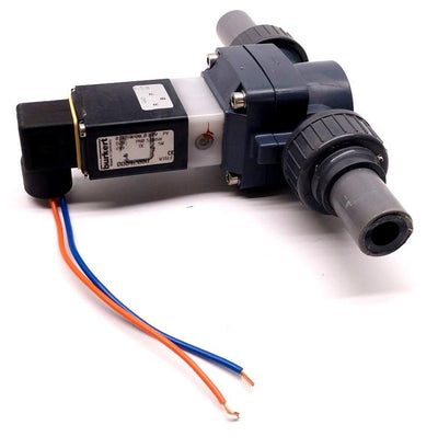 Used Burkert 0142 00042008 Solenoid Valve, 24VDC, 5W, 72.52-87.02 PSI w/ Flying Leads