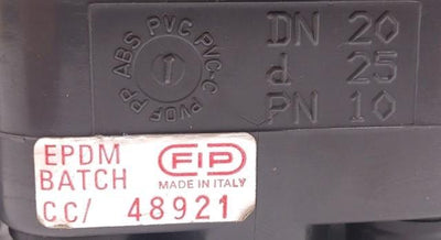 Used FIP CC/48921 Diaphragm Valve, EPDM Batch, DN 20mm, d 25mm, One Direction