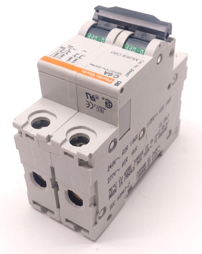 Used Merlin Gerin Multi9 C60 Circuit Breaker, 2 Pole, C-Curve, 6A, 480Y/277VAC