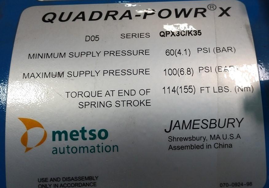 Used Jamesbury Quadra-Power II Valve Actuator w/ABB AV 2320010 I/P Positioner & Valve
