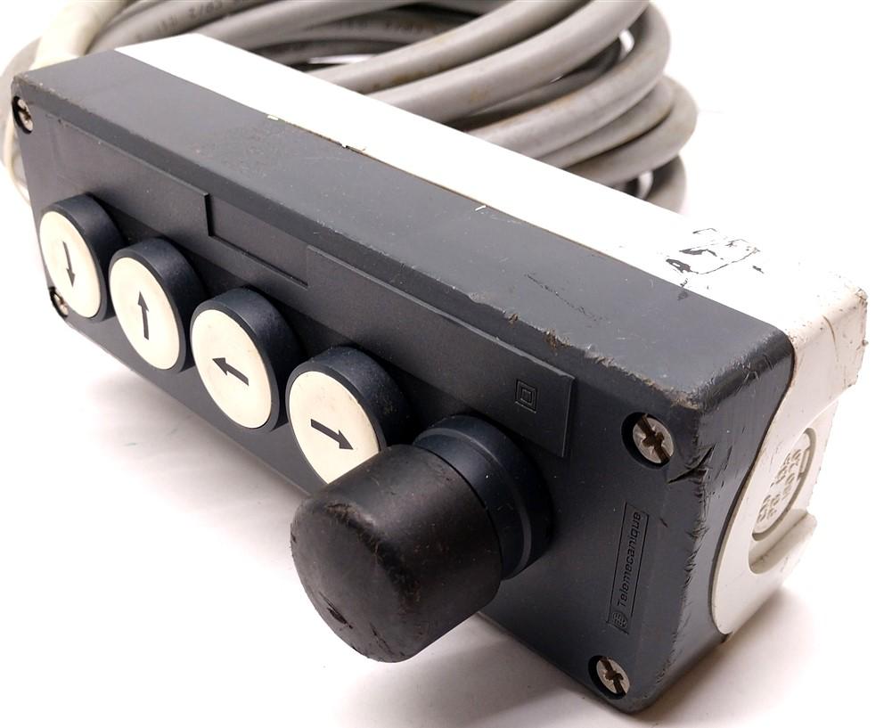 Used Telemecanique XAL-D/K-1-4X-H7 Enclosure, w/ 5 Buttons and Cable, Enc. Type 1, 4x
