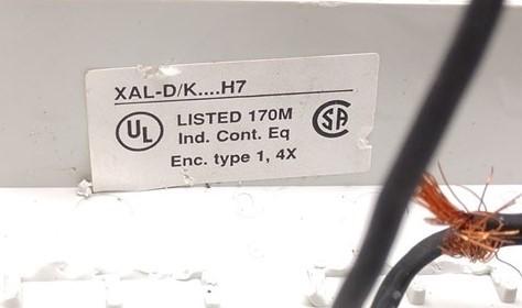 Used Telemecanique XAL-D/K-1-4X-H7 Enclosure, w/ 5 Buttons and Cable, Enc. Type 1, 4x