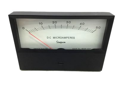 New Simpson 15015 Analog Panel Meter 0-50 DC Microamperes SK525-447-3