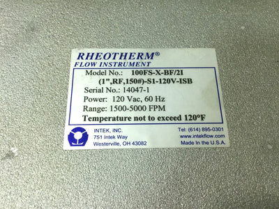Used Rheotherm 100FS-X-BF/21-(1",RF.150#)-S1-120V-ISB Flow Switch, Remote Electronics