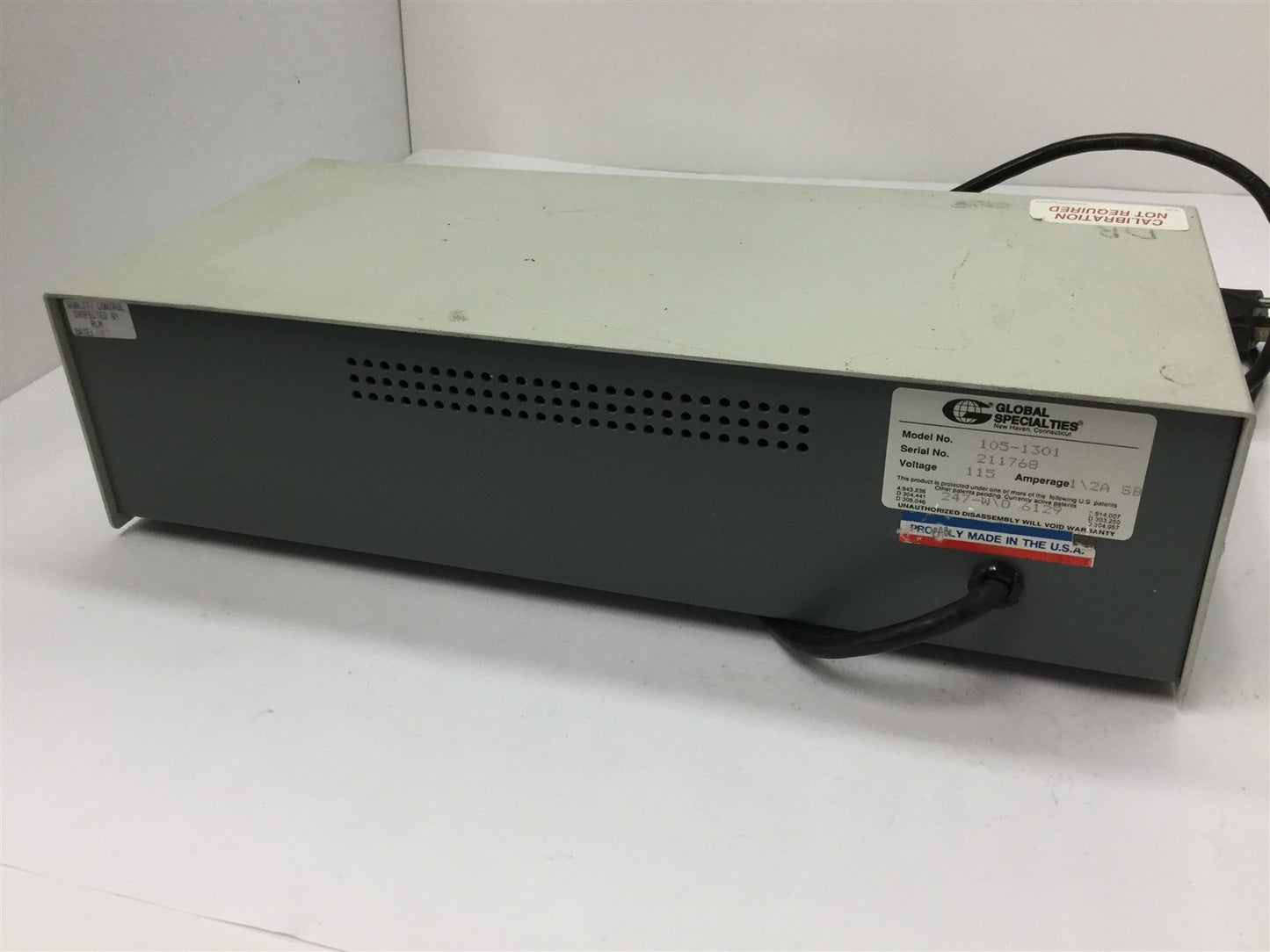 Used Global Specialties 1301A Power Supply, Input: 115VAC 0.5A, Output 5VDC 1.3-18VDC