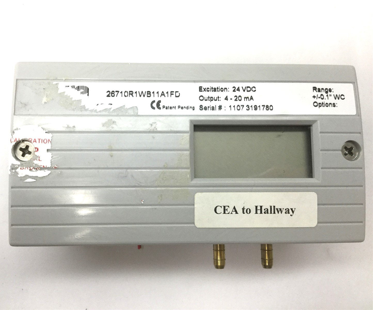 Used Setra DPT2671-0R1B-DA Differential Pressure Transducer, Range: -0.1" to 0.1" WC