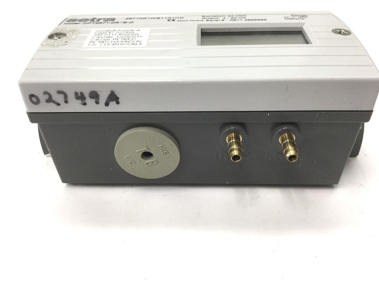 Used Setra DPT2671-0R1B-D Differential Pressure Transducer, Range: -0.1" to 0.1" WC