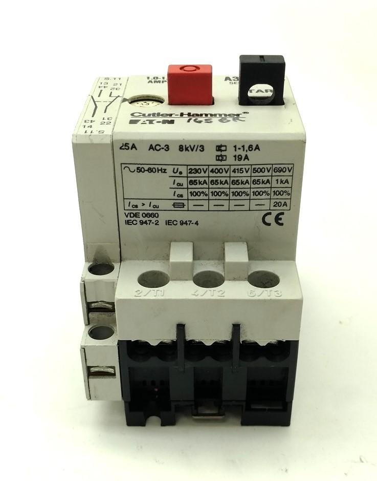 Used Cutler Hammer A302FN Motor Starter, 3-Pole, 600VAC, w/C320MSC3 Auxiliary Contact