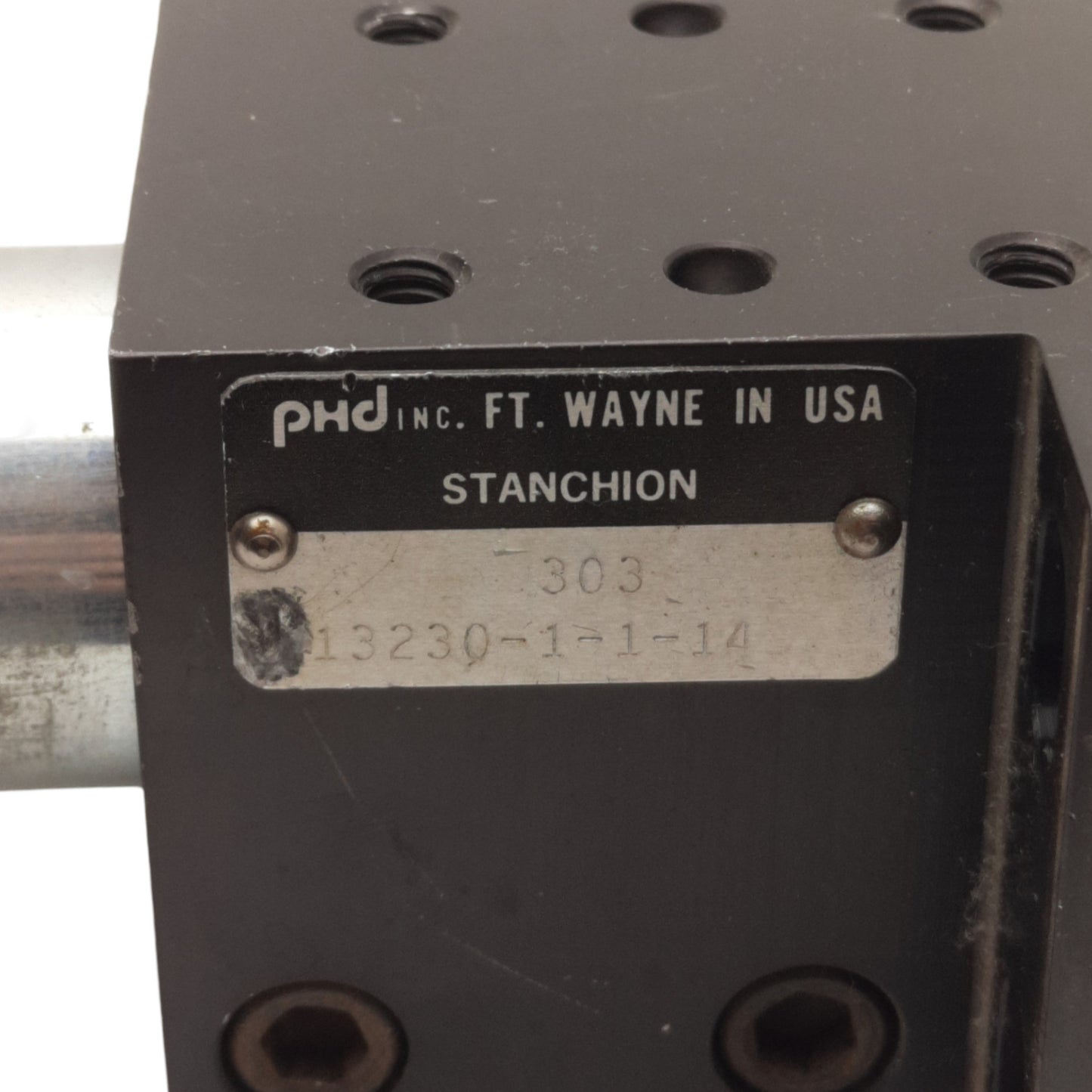 Used PHD 13230-1-1-14 Linear Guide Rod Clamping Positioner, Overall Length: 14"