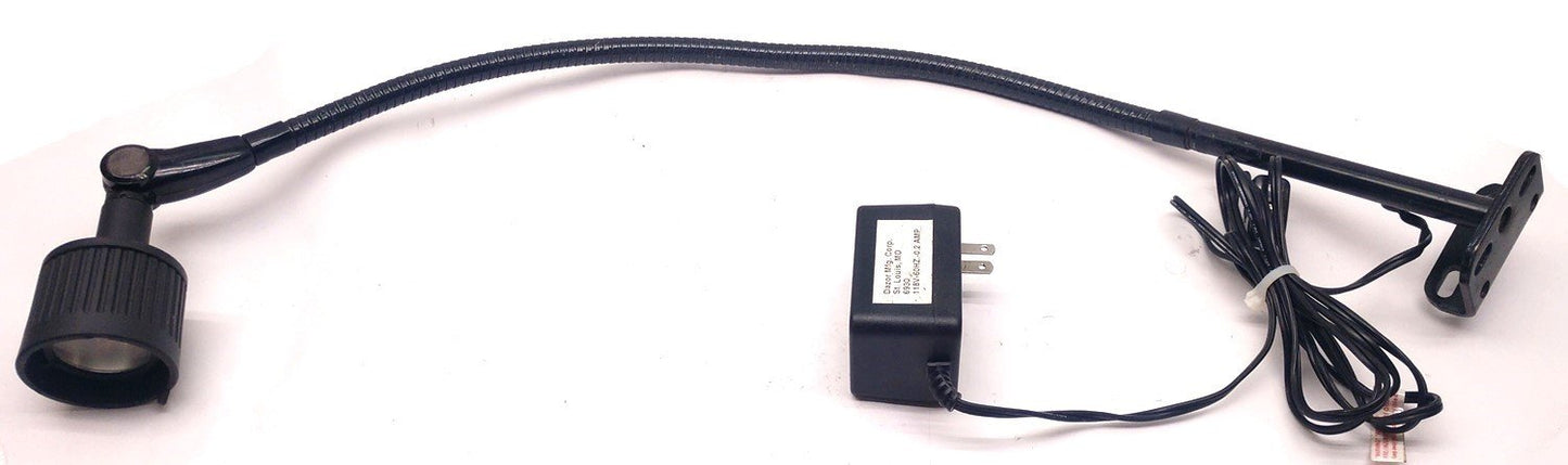 Used Dazor Model 6930 Lamp, Halogen Lighting w/Flexible Arm, 118V, 60Hz, Missing Bulb