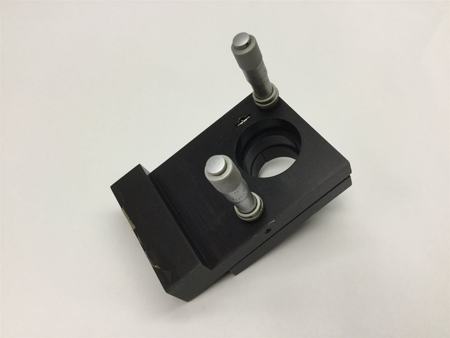 Used Adjustable Laser Turning Mirror Holder, With 2x Mitutoyo 0.5" Micrometers
